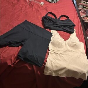 Women's Black and Cream Intimates Set